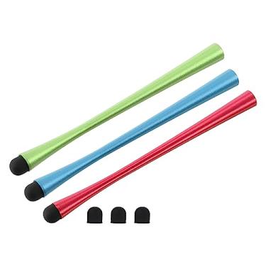 Imagem de 3 canetas Stylus para telas sensíveis ao toque, fina, universal, capacitiva para todos os dispositivos de toque capacitivo com 3 pontas extras, vermelho/azul/verde