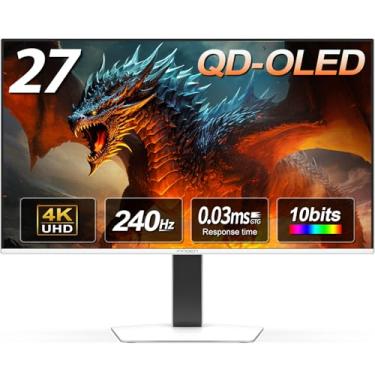 Imagem de INNOCN Monitor de jogos OLED 240Hz 4K UHD 3840 x 2160p de 27 polegadas, FreeSync, 0,03ms, HDMI, DP, USB-A, USB-B, USB tipo C 65W, branco - GA27W1Q