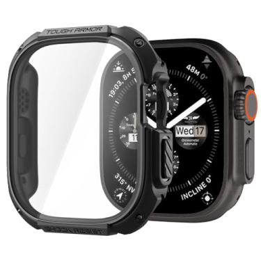 Imagem de Spigen Tough Armor Projetado para Capa Apple Watch Ultra 3/2/1 49mm Capa Durável de Cobertura Completa com Protetor de Tela de Vidro Temperado Sensível ao Toque Integrado - Preto