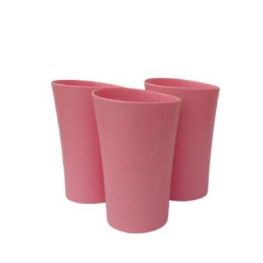 Imagem de Kit 03 Copos Plastico Duro Resistente Bebidas 400Ml Rosa - Azzu