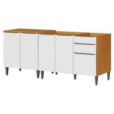 Imagem de Balcao Para Pia 120 Cm E Balcao Com Tampo 70 Cm Cinamomo Branco Armoveis Cinamomo Branco