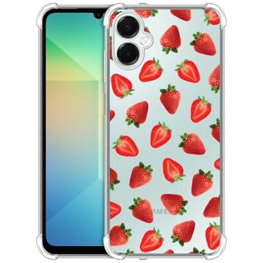 Imagem de GlamCase Capa transparente para Samsung Galaxy A06 5G / 4G, Samsung Galaxy A06 5G / 4G - Padrão de morango impresso à prova de choque capa traseira com design TPU transparente para Samsung A06 5G / 4G