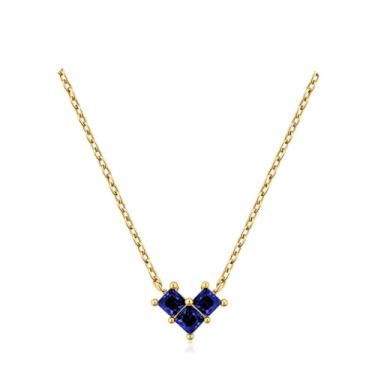 Imagem de Turandoss Colar de pedra do mês de nascimento para mulheres – Colar com pingente de esmeralda azul verde azul banhado a ouro 14K criado para mulheres, meninas adolescentes, joias de aniversário de 12