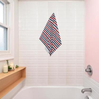 Imagem de 1 peça toalha de praia tira microfibra vermelha branca 70 x 140 cm