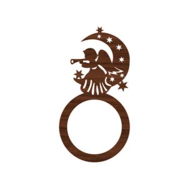 Imagem de Porta Guardanapo Anjo De Natal Kit Com 4 Peças 4,5cmx8,5cm - Cria Arte Laser Madeira Escuro