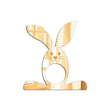 Imagem de Porta Guardanapo Coelho Com Carinha Espelhado Kit 4 Peças 9cmx9,8cm - Cria Arte Laser Dourado
