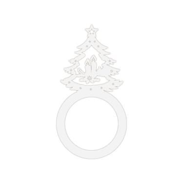 Imagem de Porta Guardanapo árvore De Natal Kit Com 4 Peças 4,5cmx8,5cm - Cria Arte Laser Branco