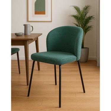 Imagem de Cadeira Com Assento Estofado E Base Em Aço Carbono Com Pintura Epóxi – Ana Exclusiva Linho Lincoln Verde