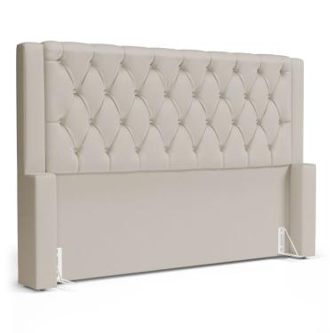 Imagem de Cabeceira Atena Para Cama Box King Size 195cm Capitonê Com Frame Suede Bege Claro - Abmaza