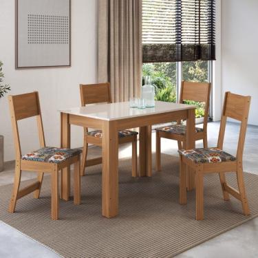 Imagem de Conjunto Sala De Jantar Fidelitá Veneza Com 4 Cadeiras Freijó/off-white Assento Alaska