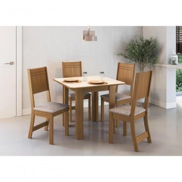 Imagem de Conjunto Sala De Jantar Fidelitá Pequim Com 4 Cadeiras Freijó/off-white Assento Linho