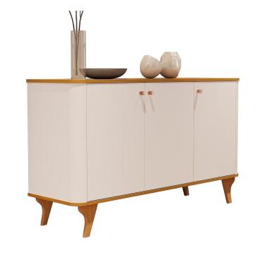 Imagem de Buffet Aruma Com 3 Portas E Cantos Arredondados Off White Com Nature