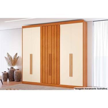 Imagem de Guarda Roupa 6 Portas (2 Ripadas) E 8 Gavetas Grécia Cinamomo-off White - Conquista