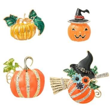 Imagem de UR URLIFEHALL 4 peças, 4 estilos, broche, abóbora, alfinetes, alfinetes de lapela esmaltados, para mochilas, roupas, cachecóis, chapéus, clipes, fixadores