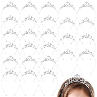 Imagem de 30 peças de coroas de tiara de princesa prateadas, apliques de cabelo estilo coração de strass ajustáveis, perfeitos para aniversários, casamentos, festas de dança