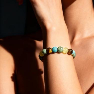 Imagem de Pulseira elástica de pedras naturais, pulseira de cristal feita à mão com contas de 8 mm para ioga, meditação e roupas diárias, One Size, Liga metálica, Sem Pedra Preciosa