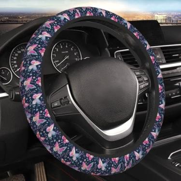 Imagem de Capa de volante de borboleta colorida para mulheres, meninas, homens, universal, 38 cm, antiderrapante, fofo, protetor de volante, acessórios de carro, interior para caminhões automotivos, SUV