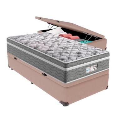 Imagem de Cama Box Baú Solteiro Bege + Colchão Evolution Molas Ensacadas Probel