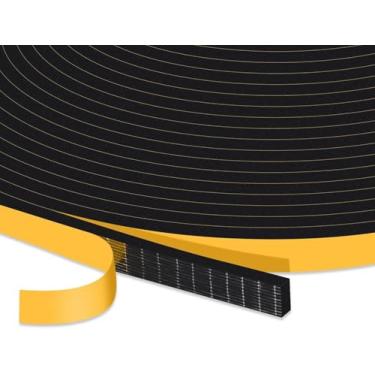 Imagem de Excluidor de rascunho para janelas de portas, fita de espuma autoadesiva, tira de vedação contra clima, para vedação de lacunas, 1/10.2 cm x 1/40.6 cm x 50Ft preto