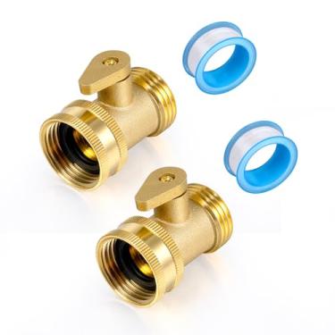 Imagem de Iniscape Válvula de desligamento de mangueira de latão de 3/10.2 cm Válvula de desligamento de mangueira de jardim de latão durável com fita de teflon ideal para interruptor de tubo de água e controle