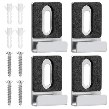 Imagem de Pacote com 4 suportes de espelho montados na parede de aço inoxidável com plugues e parafusos para espelhos resistentes