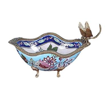 Imagem de Cesta de frutas e vegetais de bancada tigela retrô cerâmica prato de frutas criativo mesa varanda armazenamento chave acessórios decoração lanches bandeja de doces tigela de frutas mesa centros de