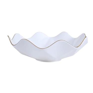 Imagem de Cesta de frutas Cestas de armazenamento de tigela de frutas moderna tigela de frutas de cerâmica doméstica criativa cesta de frutas geométrica sala de estar decoração de mesa prato de frutas bandeja