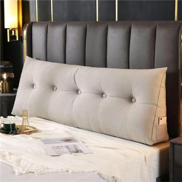 Imagem de Almofada triangular grande de leitura, cabeceira de dormitório, encosto de cama, suporte de posicionamento para encosto, almofada de descanso de cama com capa removível, tamanho casal