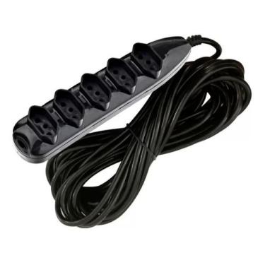 Imagem de Extensão Cabo Elétrico 5 Metros 5 Tomadas 3 Pinos Bivolt - Alfacell