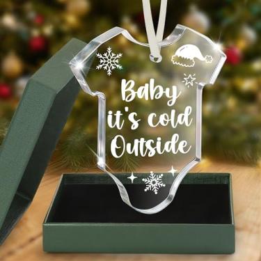 Imagem de Enfeite de Natal Baby It's Cold Outside 2025 para recém-nascidos, meninas, meninos – Lembrança fofa de árvore de Natal presentes para a primeira vez, mãe, pai, novos pais, primeiro presente de Natal