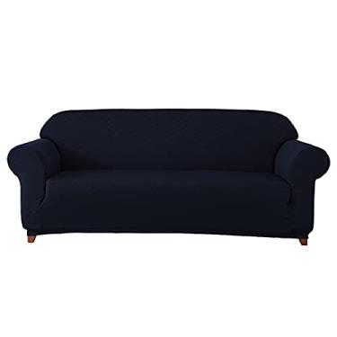 Imagem de SPOUR Capas elásticas para sofá, parte inferior elástica para sofá, capa grossa para sofá, protetor de móveis, lavável, gato, cachorro, azul marinho, pequeno