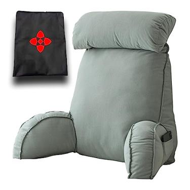 Imagem de Almofada de leitura, almofada de descanso de cama, almofada de suporte lombar com capa removível, almofada traseira, para braço traseiro, sofá de mulher grávida, descanso de 75 × 40 × 58 cm e bolsa
