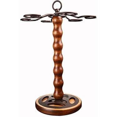 Imagem de Rack de vinho para casa cremalheira de vinho criativa barra de decoração pode ser pendurada 6 xícaras de madeira forjada 6 porta-copos