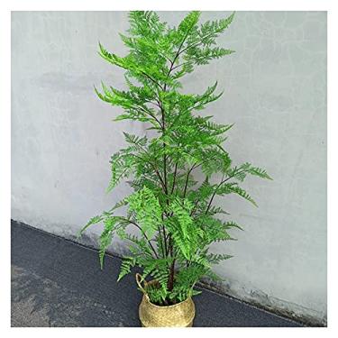 Imagem de KUYBTU Árvores artificiais, plantas, samambaia, artificial, 128 cm, plantas falsas, decoração interna e externa, samambaia falsa com cesta de tecido para casa e escritório, plantas artificiais