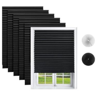 Imagem de Changshade Pacote com 6 persianas temporárias, persianas de papel plissadas para janelas internas, cortinas de papel adesivo, sem ferramentas, sem perfuração, para escritório, quarto, sala de estar