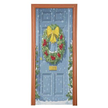 Imagem de Blueangle Capa de porta de guirlanda de Natal elástica - Faixa de porta frontal de tecido elástico para Natal, decoração de festa em casa ao ar livre (670)