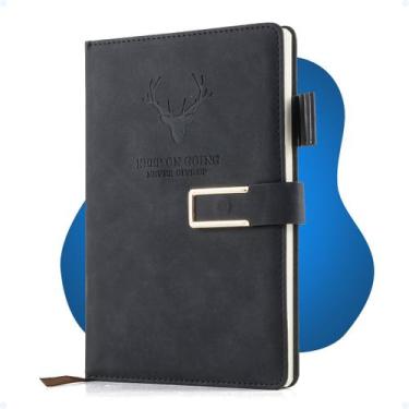 Imagem de Caderneta Com Pauta Suporte Caneta Executivo Capa Dura Couro - Hxt, Pr