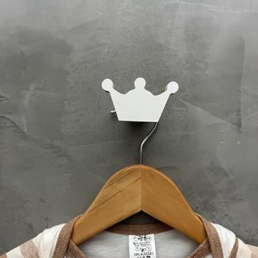 Imagem de 1 Gancho de parede Infantil Coroa Branco Decoração Quarto Bebê Princesa