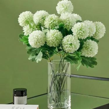 Imagem de 1 buquê de flores artificiais de hortênsia para decoração de quarto de casa, decoração de casamento, vasos artesanais, arranjos de flores, 6 hastes (verde)