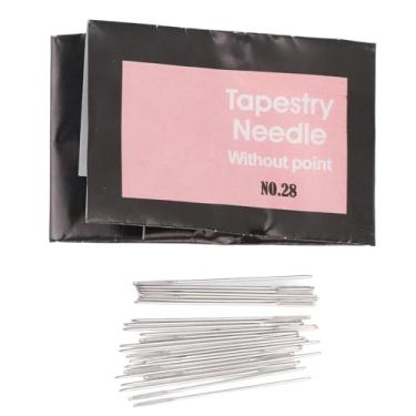 Imagem de Pacote de agulhas de costura de olho grande com 25 agulhas de bordado à mão de aço inoxidável sem corte para iniciantes e crianças Ferramentas de costura seguras e fáceis de (Nº 28)