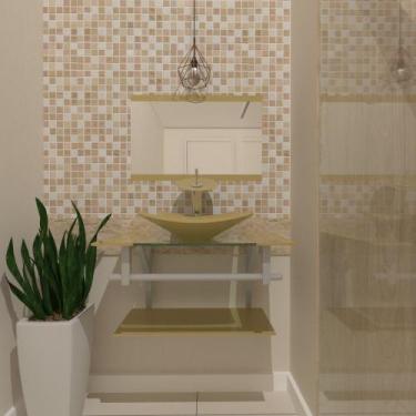 Imagem de Gabinete de Vidro 60cm para banheiro Ucrânia - EKASA, Champanhe