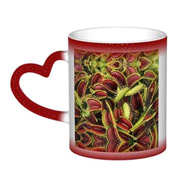 Imagem de Copo de café divertido com plantas carnívoras, copo de cerâmica com mudança de cor sensível ao calor 12 Oz, para café/chá/leite/cacau, para adolescente/aniversário/festival/presentes
