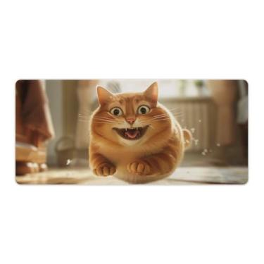 Imagem de FoRes Mouse pad grande gato gordo para jogos base de borracha antiderrapante tapete de mesa laptop acessórios de computador suprimentos bloco de escrita para escritório casa 40 x 90 cm
