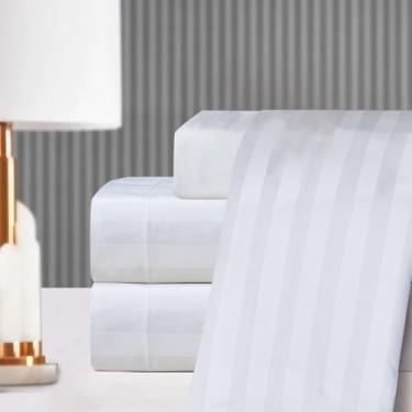 Imagem de Jogo de Lençol Queen 4 Peças Florence Percal 400 Fios Hotelaria- Branco