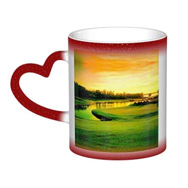 Imagem de Copo de café divertido para campo de golfe, copo de cerâmica com mudança de cor sensível ao calor 12 Oz, para café/chá/leite/cacau, para adolescente/aniversário/festival/presentes