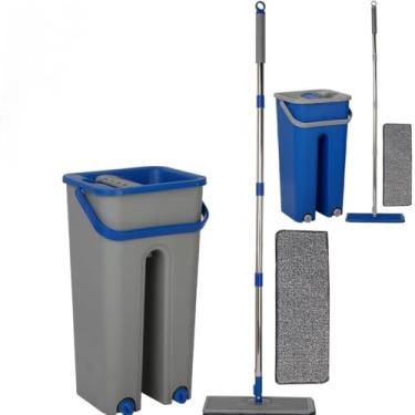 Imagem de Rodo Flat Mop com Balde Lava e Seca 5L – Cabeça 360°, 2 Refis Microfibra, Sistema Duplo Lavagem/Secagem – Cores Sortidas