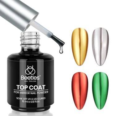 Imagem de beetles Gel Polish Top Coat Em Para Pó De Unha Cromado: 15 Ml, Brilho Espelhado, Duradouro, Lâmpada Imersão, Criação Artística