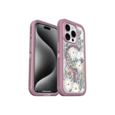 Imagem de OtterBox Capa transparente para iPhone 15 Pro (apenas) - Defender Series XT - Conselho de orquídeas (transparente/roxo) - Sem tela, resistente - encaixa no MagSafe - Acessório de cordão - Embalagem