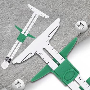 Imagem de Régua de costura, suprimentos de costura de calibre deslizante em forma de T 5 em 2, aplicável ao kit de costura de costura para iniciantes de tricô (branco)