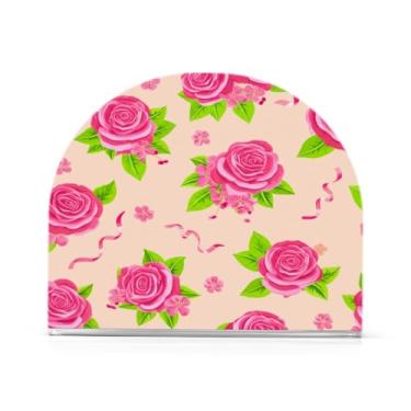 Imagem de Qilmy Lindo suporte de guardanapo de acrílico rosa, porta-guardanapos para mesas cozinha restaurante decoração de casa, suporte decorativo moderno para papel de jantar guardanapos de coquetel 337